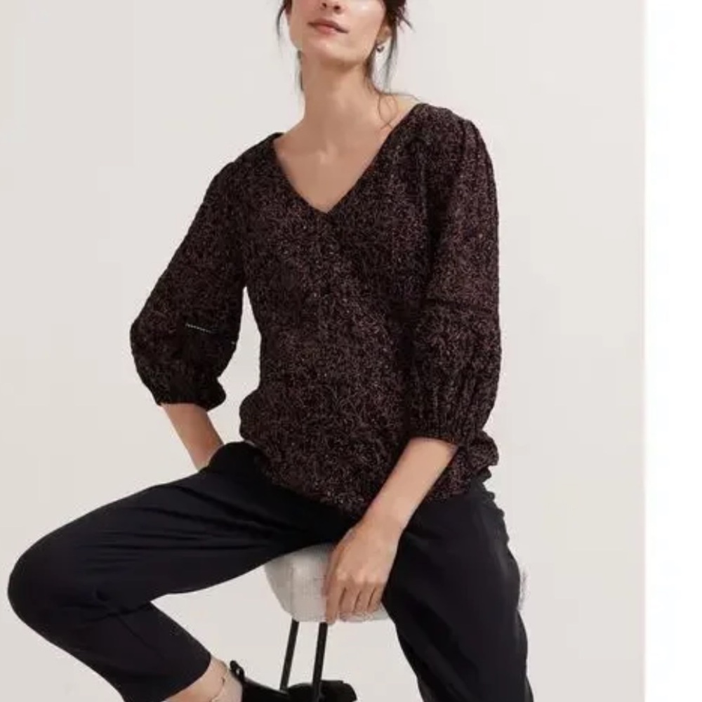 Hatch Juliet Blouse, Black and Pink